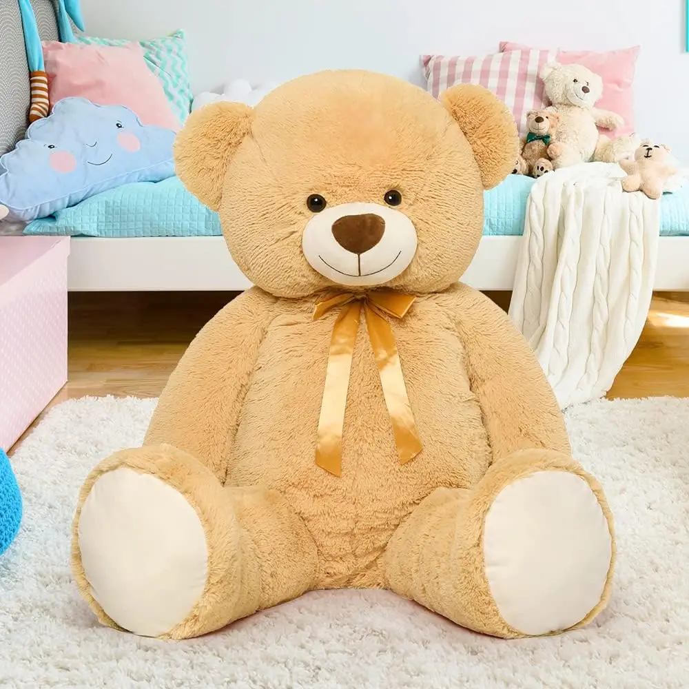 Tezituor Big Teddy Bear,52\'\' Giant Stuffed Animal Plush,Light Brown Soft Gifts for Valentine, Christmas, Birthday.