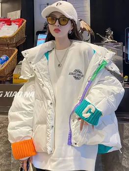 החורף החורף ז 'קט puffer נשים פרווה חם למטה מעיל כותנה סריג שרוול ארוך אות C זול הסיטונאי