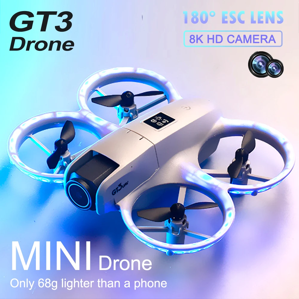 

мини-дрон GT3 8K Professional 180 ° HD двойная камера, оптическое позиционирование потока, предотвращение препятствий, дистанционное управление, квадрокоптер, игрушка