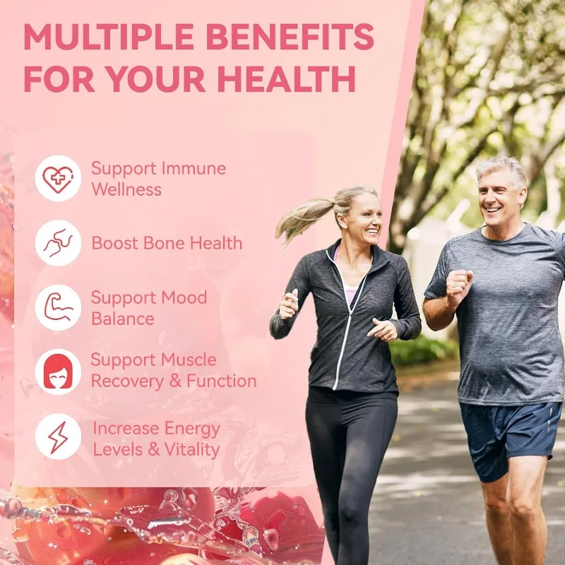 Vitamin D3 5000IU+K2 (MK-7) 200mcg, Containing Magnesium and Calcium Omega-3 for Bone, Muscle, and Tooth Immunity -60 Gummies