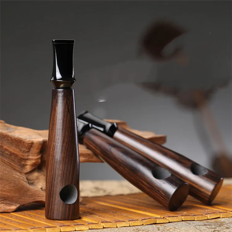 1pc Ebony Wood Pipe Smoking Pipes Portable Smoking Pipe Herb Tobacco Pipes Grinder Smoke Gifts Black/Coffee