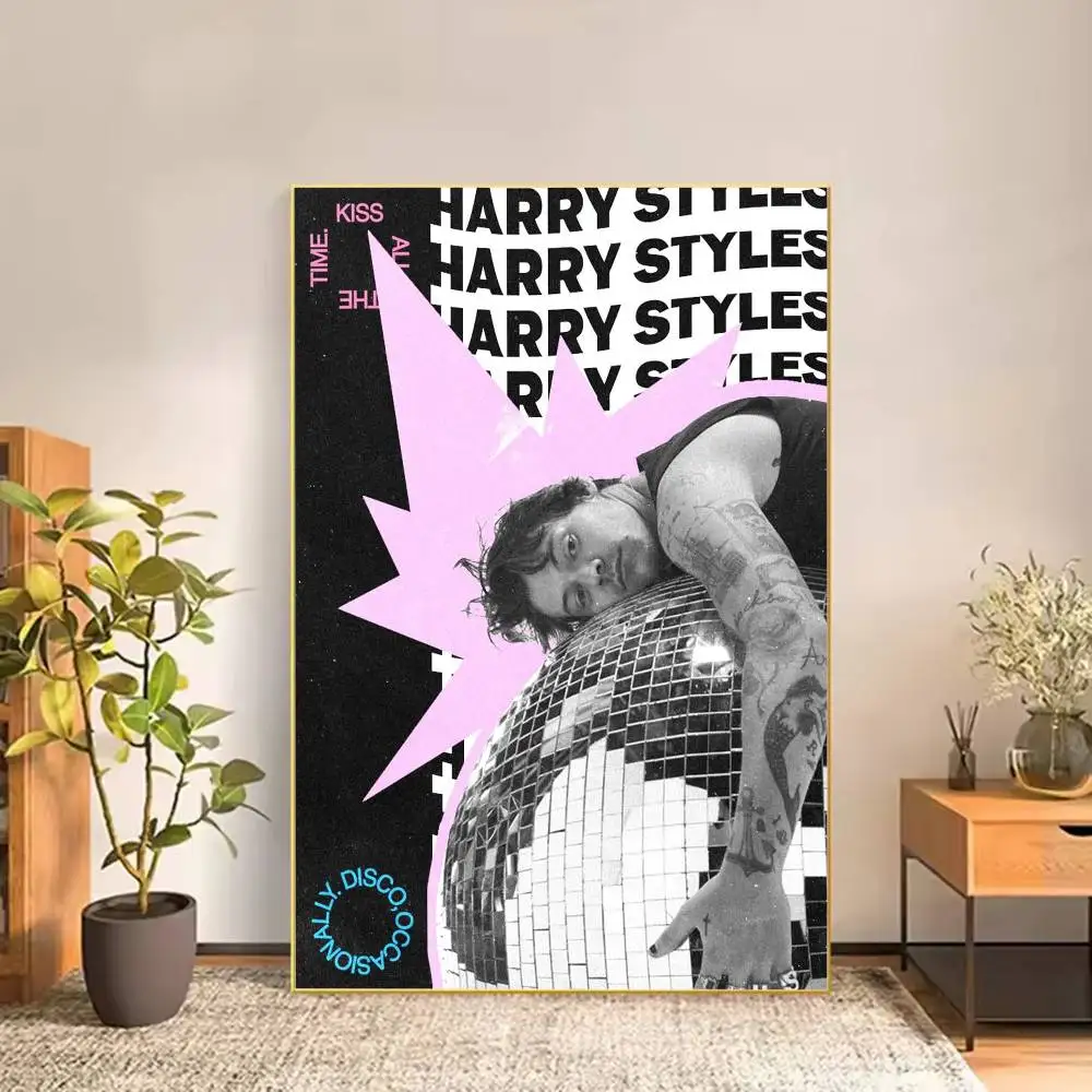 H-Harry S-Styles Kiss All the Time Poster Versatile HD Waterproof Wall Art Self-Adhesive Decor for Any Space Ideal Gift