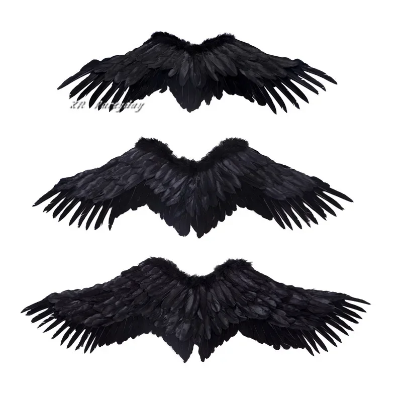 Kids Child Adult Black White Swallow Feather Angel Wing  Show  Props Wedding Birthday Party  Christmas Halloween Costume Cosplay