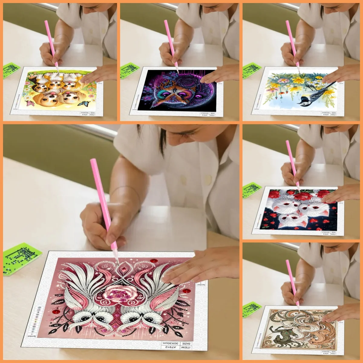 1 لوحة ماسية ذاتية الصنع بأنماط حيوانات، مناسبة لعشاق الرسم الماسي المبتدئ (بدون إطار خشبي) #4