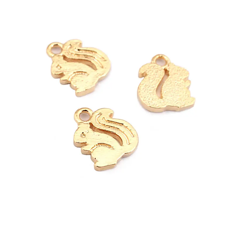 10PCS 18K Gold Color Brass Squirrel Charms Pendants High Quality Diy Jewelry Making Necklace Earrings Accessories for Women