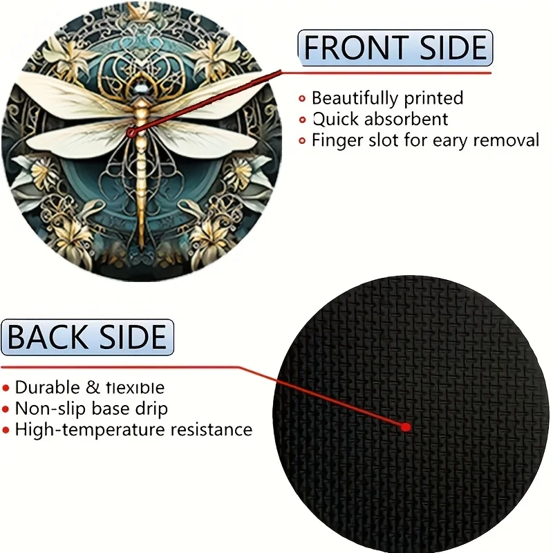 2pcs Dragonfly Car Cup Holder Coasters Non-Slip Neoprene Suitable For Cup Holders, Fit For Dashboard Drink Holders, Car Accessor