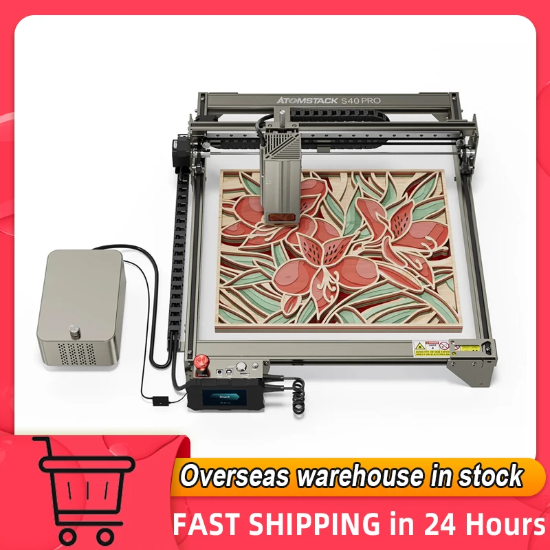 Atomstack S40 pro 40W Laser Engraver with Dual Air Assist Pump One Button Switch Cut/Engrave Mode 400*400mm Engraving Area