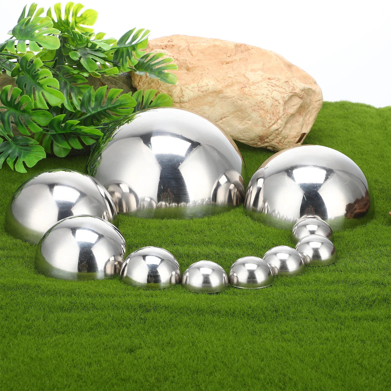 

10 Pcs 38mm 51mm 80mm 100mm 160mm Stainless Steel Decorative Balls Reflective Half Globes Garden Outdoor
