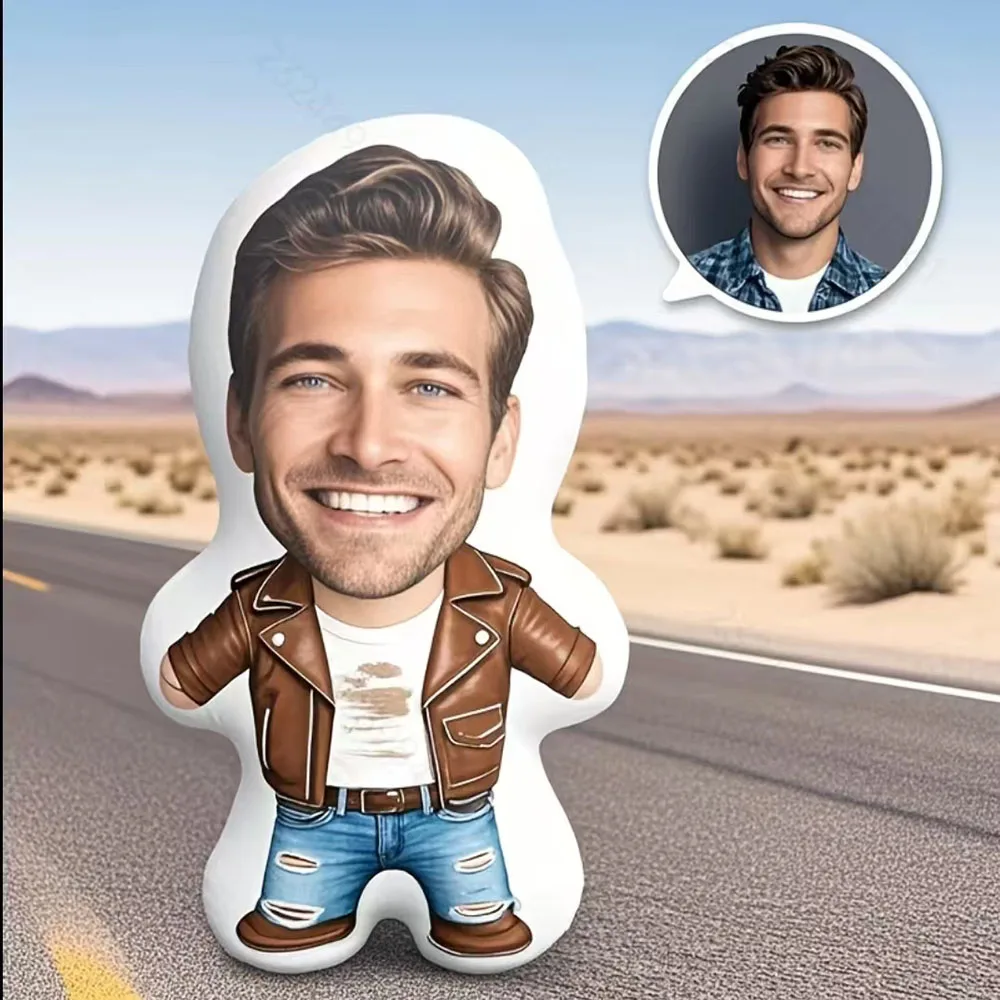 Christmas Customized Mini Doll Photo Pillow Gift with High Quality Printing, Suitable for Father's Day, Mother's Day