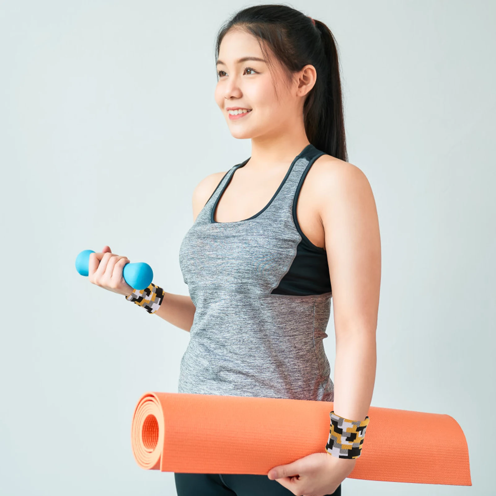 

1 Pairwrist Brace Sports Elastic Sweatband Exercise Support Wristbands For Yoga Running Fitness Stretchy Adjustable Workout