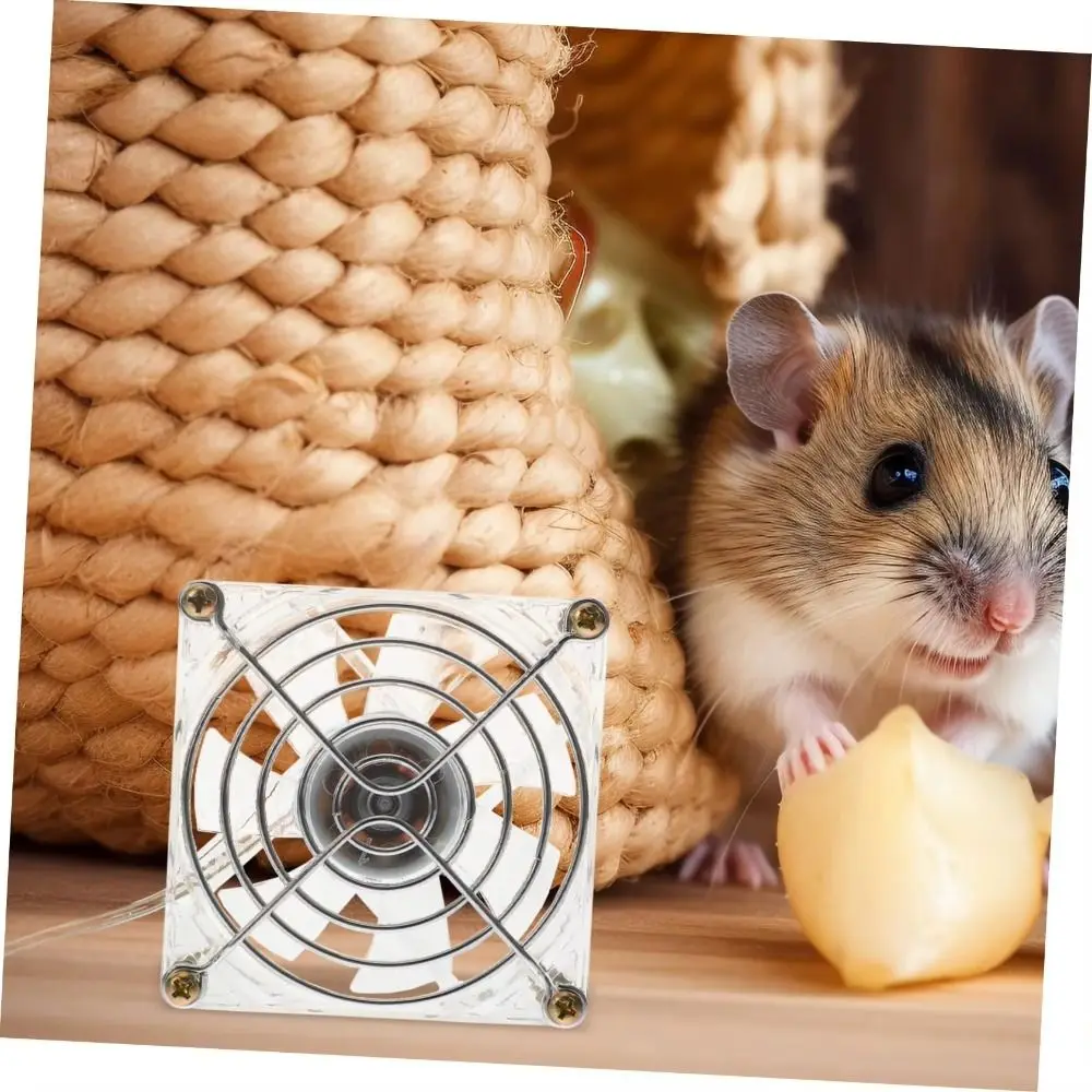 Mini Acrylic Hamster Cooling Fan Heat Dissipation USB Interface Pet Cage Fan Quiet Operation Heatstroke Prevention Fan Dogs