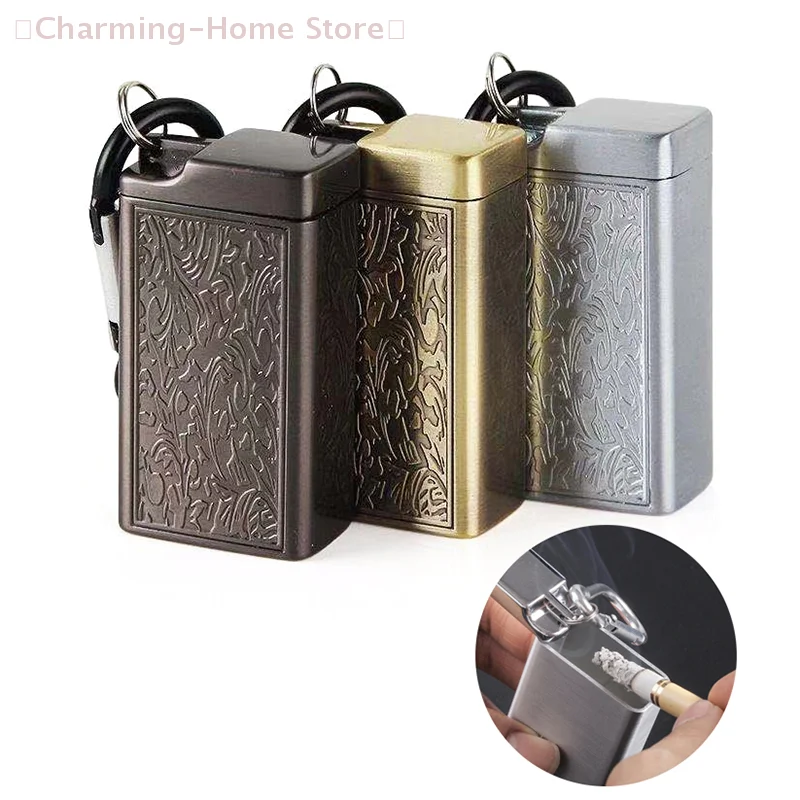 

【M】Smoking Ash Tray Keychain With Lid Mini Portable Car Travelling Ash Storage Box Pocket