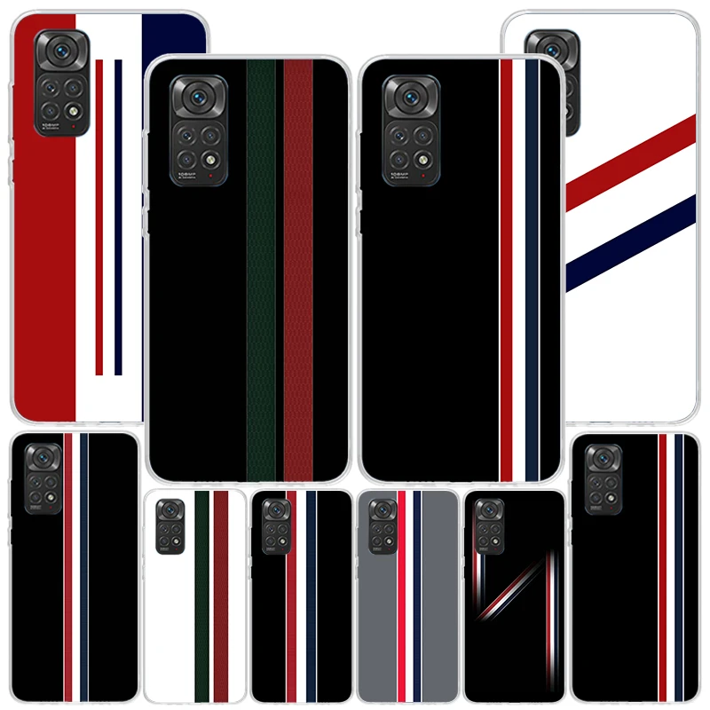 Luxury Sports Line Cool Stripes Phone Case For Xiaomi Redmi Note 13 12S 12 11 11S 11E 10 Pro Plus 10S 11T 9 9S 8 8T 7 5G Persona