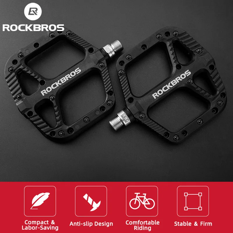 ROCKBROS MTB Bicycle Pedals High Quality Lightweight Nylon Pedal Waterproof Dustproof High-Speed Bearings Bike Anti-Slip Pedals