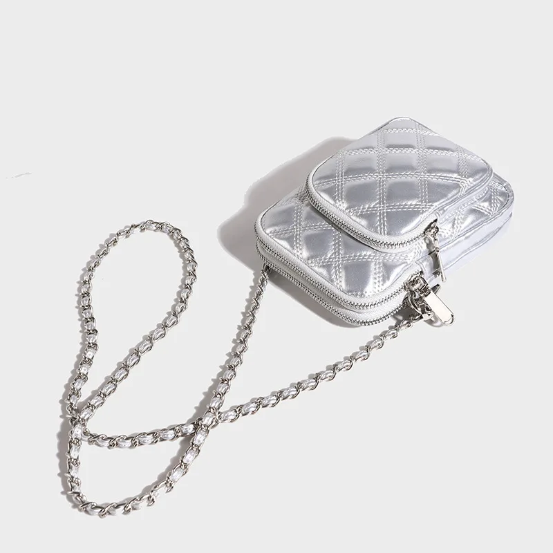 جديد عصري الكورية الماس شبكة سلسلة الكتف حقيبة كروسبودي صغيرة الحجم حقيبة يد أنيقة