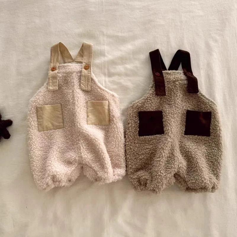 

2025 Winter New Baby Sleeveless Fleece Romper Newborn Infant Boy Girl Lamb Fleece Jumpsuit Toddler Warm Clothes 0-24M