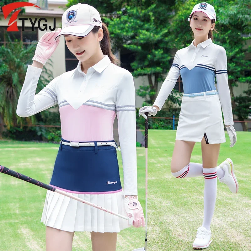 Spring Golf Apparel Women Long Sleeved T Shirt Lady Short Skirts Clothes Breathable Polo-Shirt Skirt Suit Golf Clothing Sets