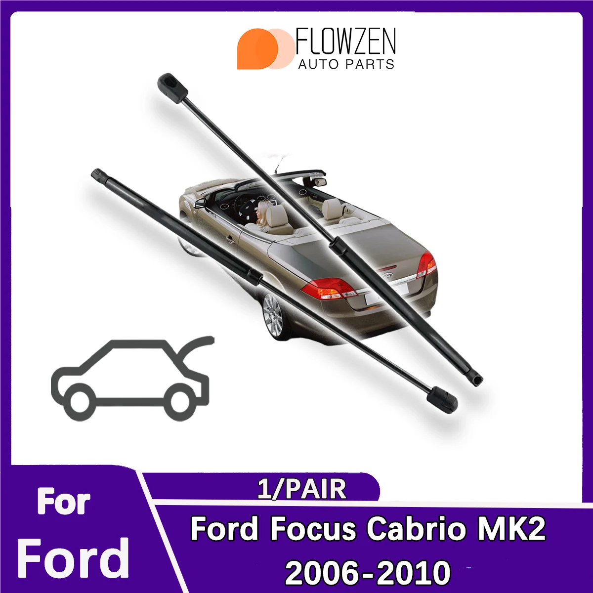 Für Ford Focus Cabrio MK2 06-10 Stamm Gasdruckfedern Frühling Bar OE 1453743 6N41L406A10AA 9410495 Hinten Federbein druck Stange