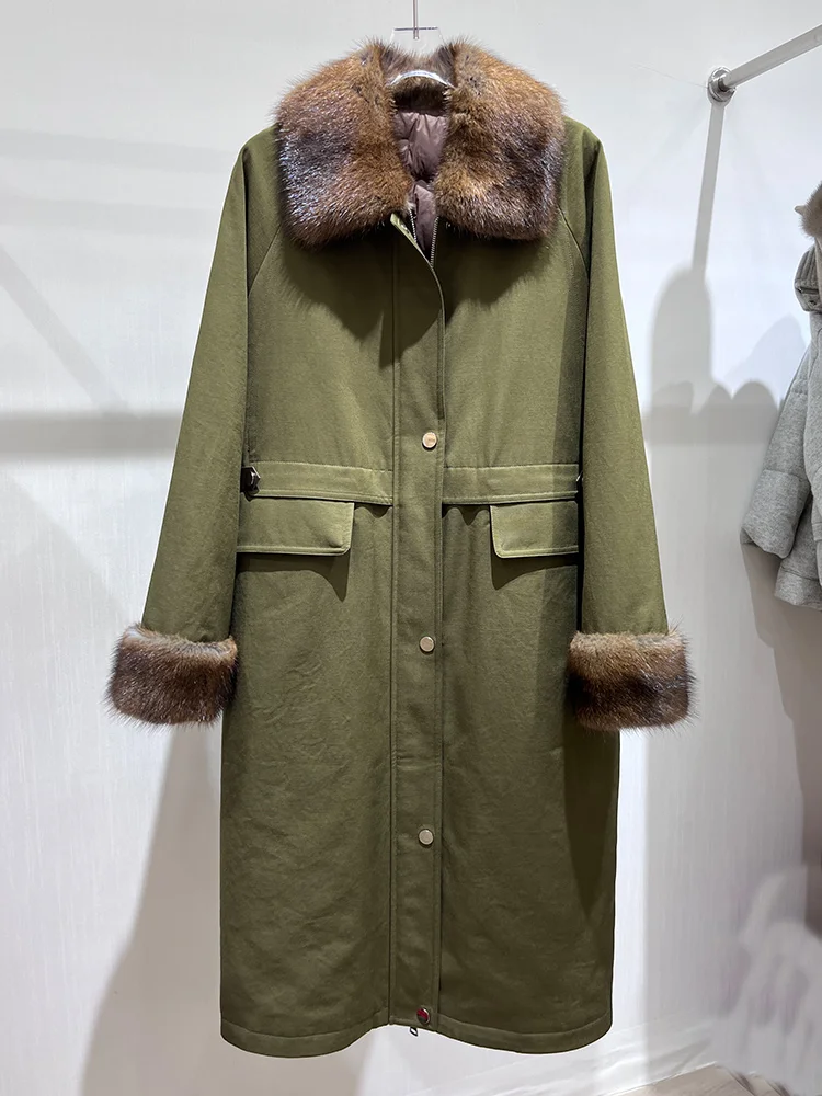 

Зимние женские белые пальто на гусином пуху, джинсовая куртка, парка с воротником из натурального меха норки, верхняя одежда, роскошная куртка-пуховик