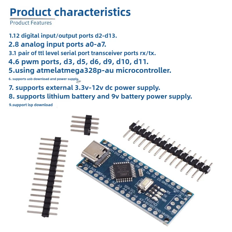 Nano V3.0 ATMEGA328P Improved Version No Solder Board with TCPE-C Interface for DIY Projects