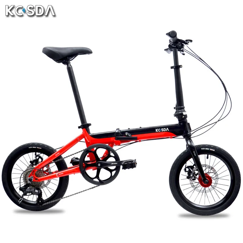 Kosda aluminum alloy 16 inch folding bicycle  ultra light bike adult foot pedal  variable speed portable disc brake  bicycles