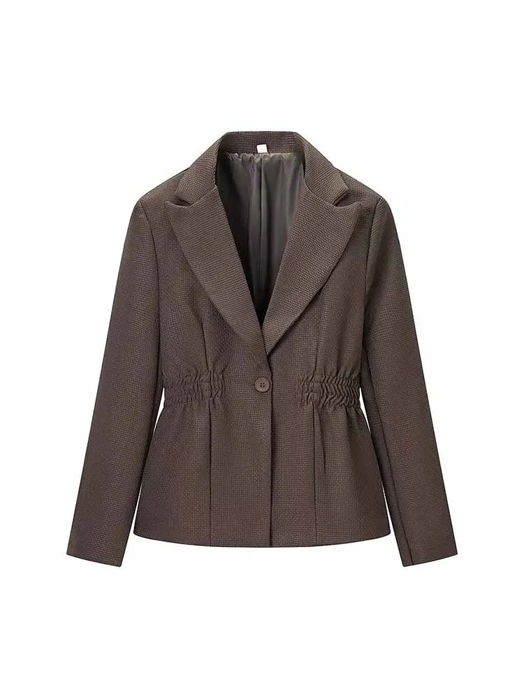 

HH New Woman Early Spring Fashion Long Sleeves Lapel Tighten The Waist Blazer Female Casual Commuting Street Style Jacket