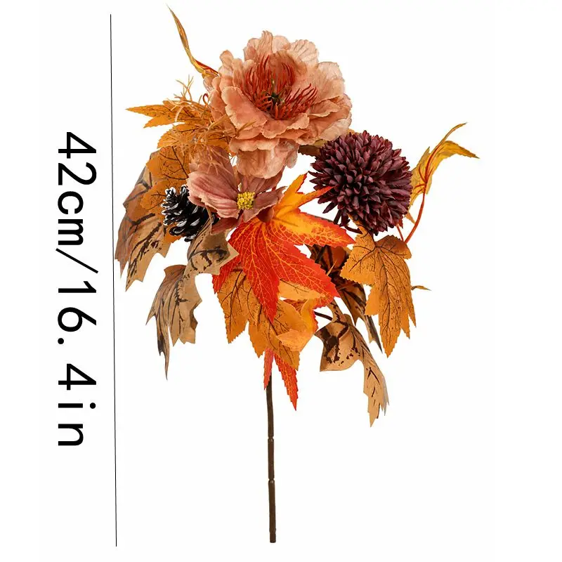 2026 Herbstdekoration Künstliche Herbstblumen Kunstseiden-Rosen-Sonnenblumen-Bouquet für Heim-, Hochzeits-, Garten- und Tischdekoration – Detail 10
