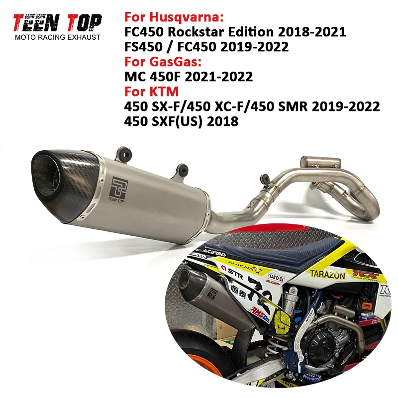 Full Exhaust System For KTM 450 SX-F US 2018 Motocross Exhaust Pipe For GasGas MC450 F 2021-2022 2-Strokes Muffler Escape Moto