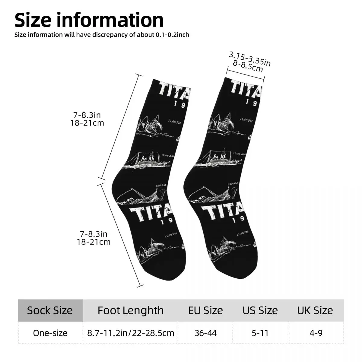 Funny Crazy Sock for Men Awesome Hip Hop Harajuku Titanic Happy Seamless Pattern Printed Boys Crew compression Sock Casual Gift