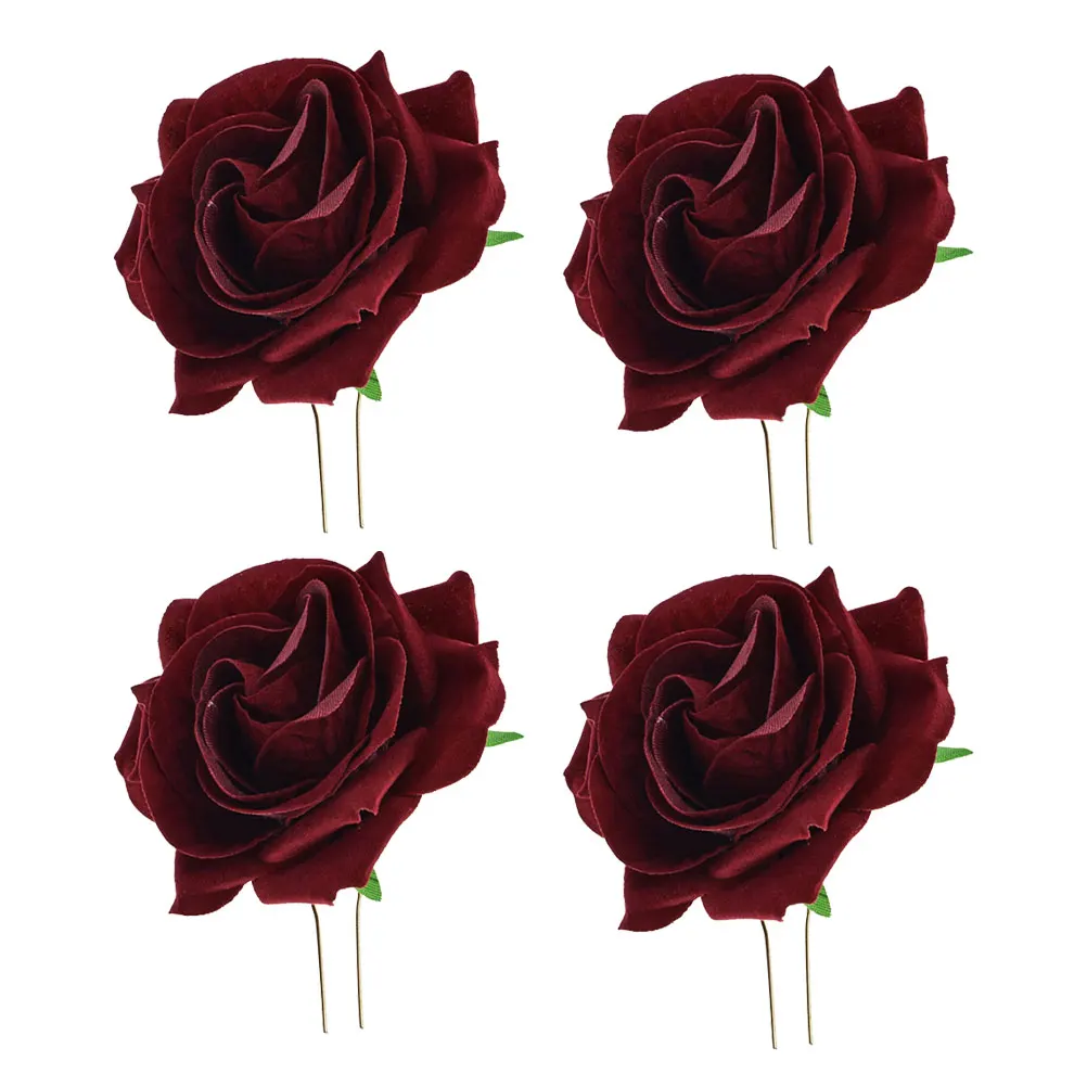 

4pcs Rose Hair Clip Flower Women Hairpin Party Hawaii Clips Headgear Girls Elegant Stylish Appointment Accessories
