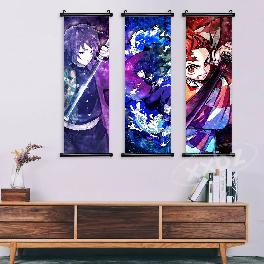 Dämon Sayaer Scrolls Bild Himejima Gyoumei Wandkunst Tomioka Giyuu Home Decor Rengoku Kyoujuro hängende Malerei Anime Poster – Detail 4