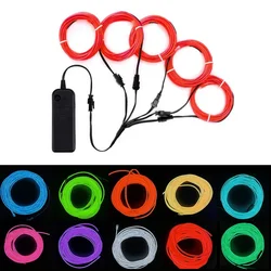 1 to 5 Flexible LED Neon Light Glow Rope Cable LED Lights for Car Home Decoration DIY Costumes Shoes Clothes Ball Rave Red Blue