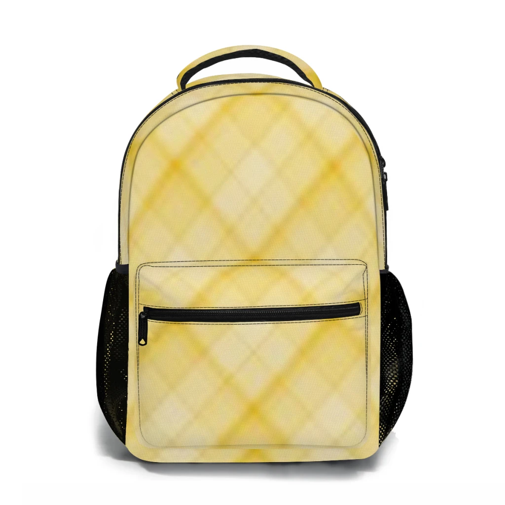 Yellow Plaid Background - Versatile, Large Capacity Waterproof Backpack, Washable Computer Bag for All.