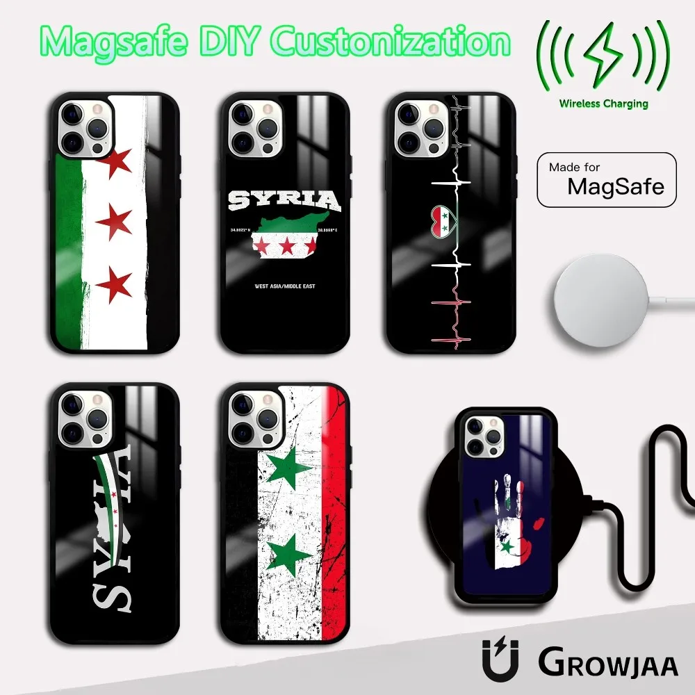 

Syrian Syria Flag Phone Case For iPhone 16 15 14 13 12 11 Pro Max Plus Mini Magsafe Mirror Wireless Magnetic Cover