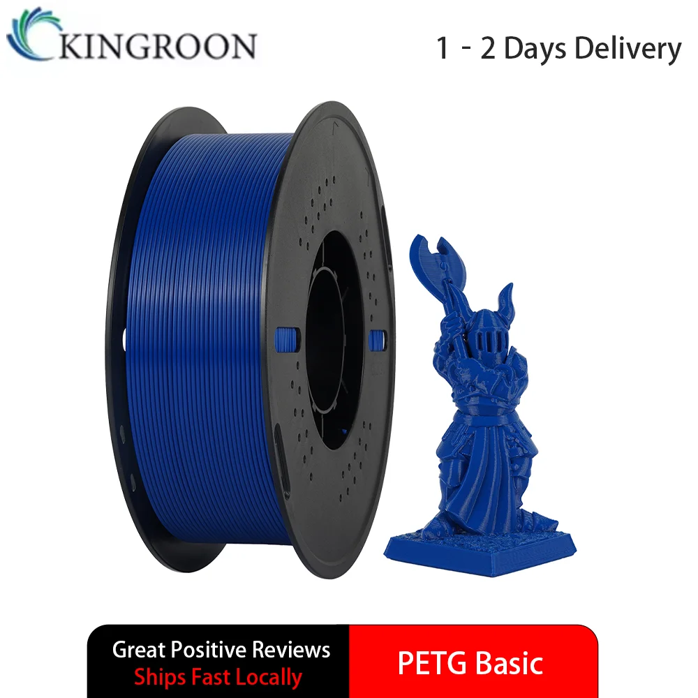 KINGROON PETG 3D Printer Filament 1KG 1.75mm ±0.03mm High Toughness Eco‑Friendly 3D Printing Material for FDM 3D Printers