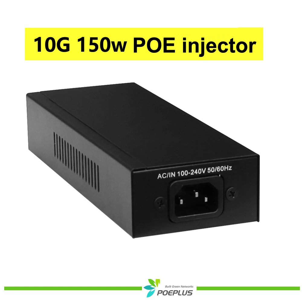 10Gbe POE Injector Metal Case Wall Mounted 65W/90W Max 150W 802.3bt Compliance Midspan for High-Speed Network Connectivity