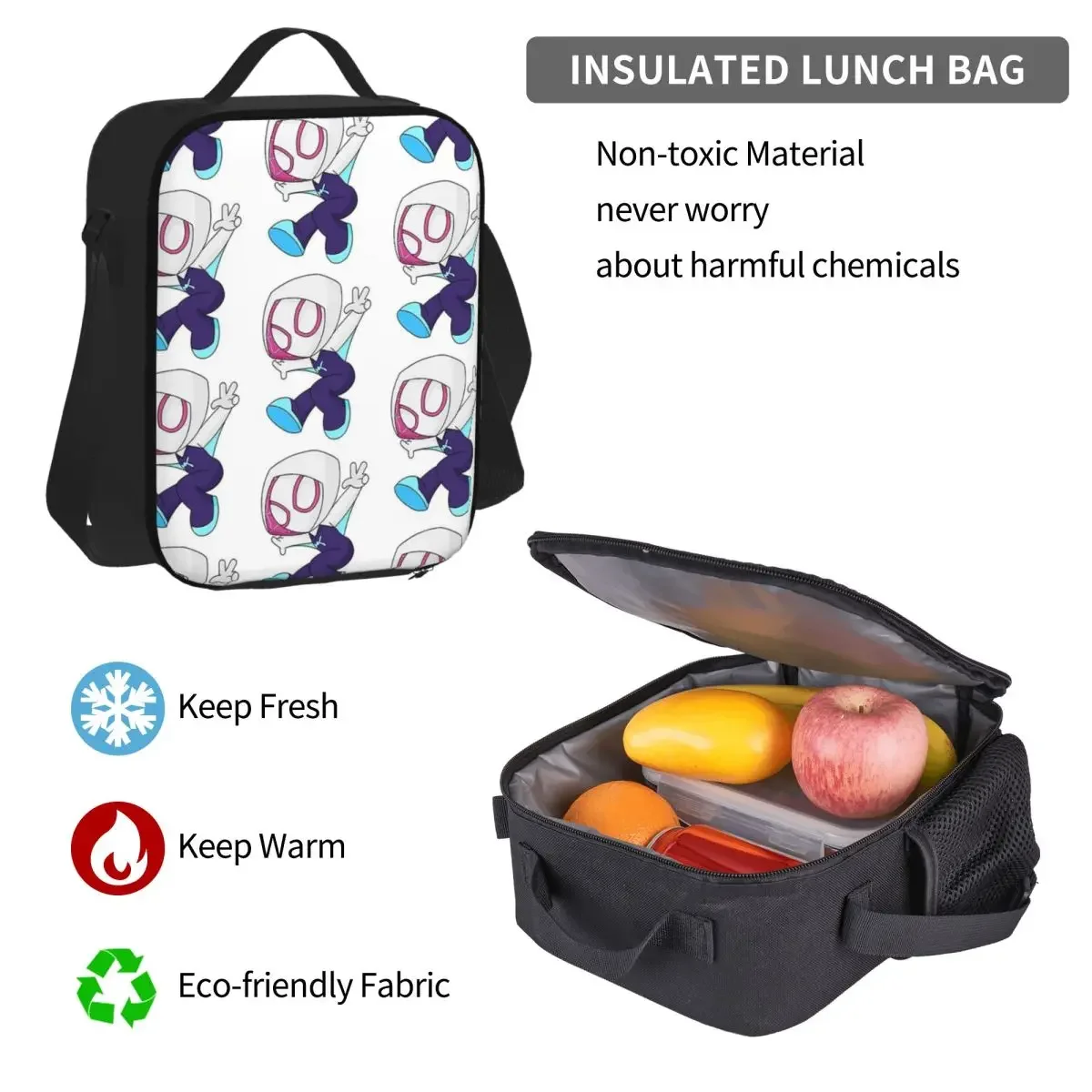 Mochila escolar de dibujos animados para niños y niñas, bolsa de almuerzo, juego de tres piezas, fantasma, araña