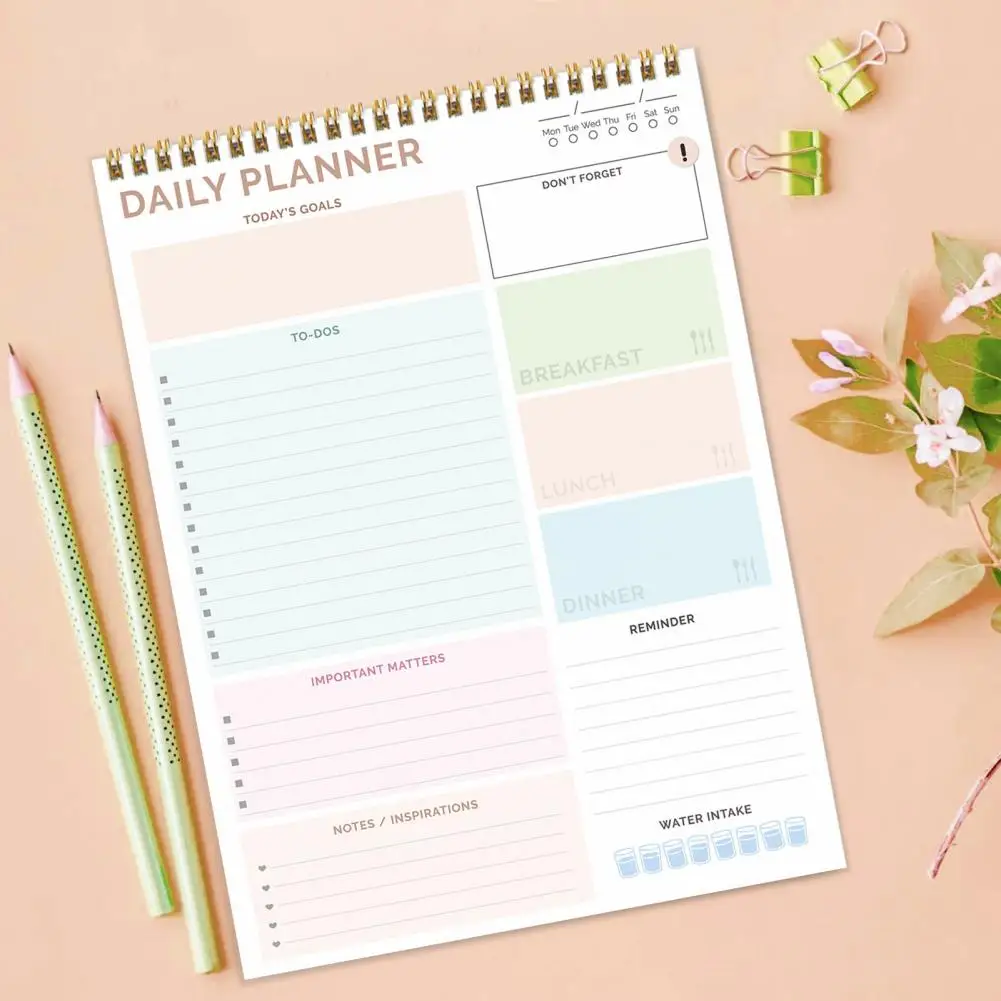 Lay-flat Planner Double-coil Planner for Students Office Workers Organize To-do List Schedule with This Weekly for School