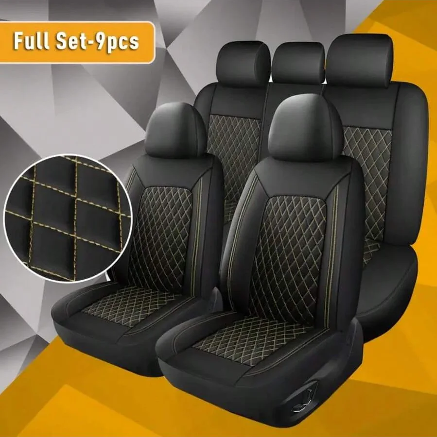 All-Season Quilted Faux Leather Car Seat Covers Universal Fit Most Cars - Image 2