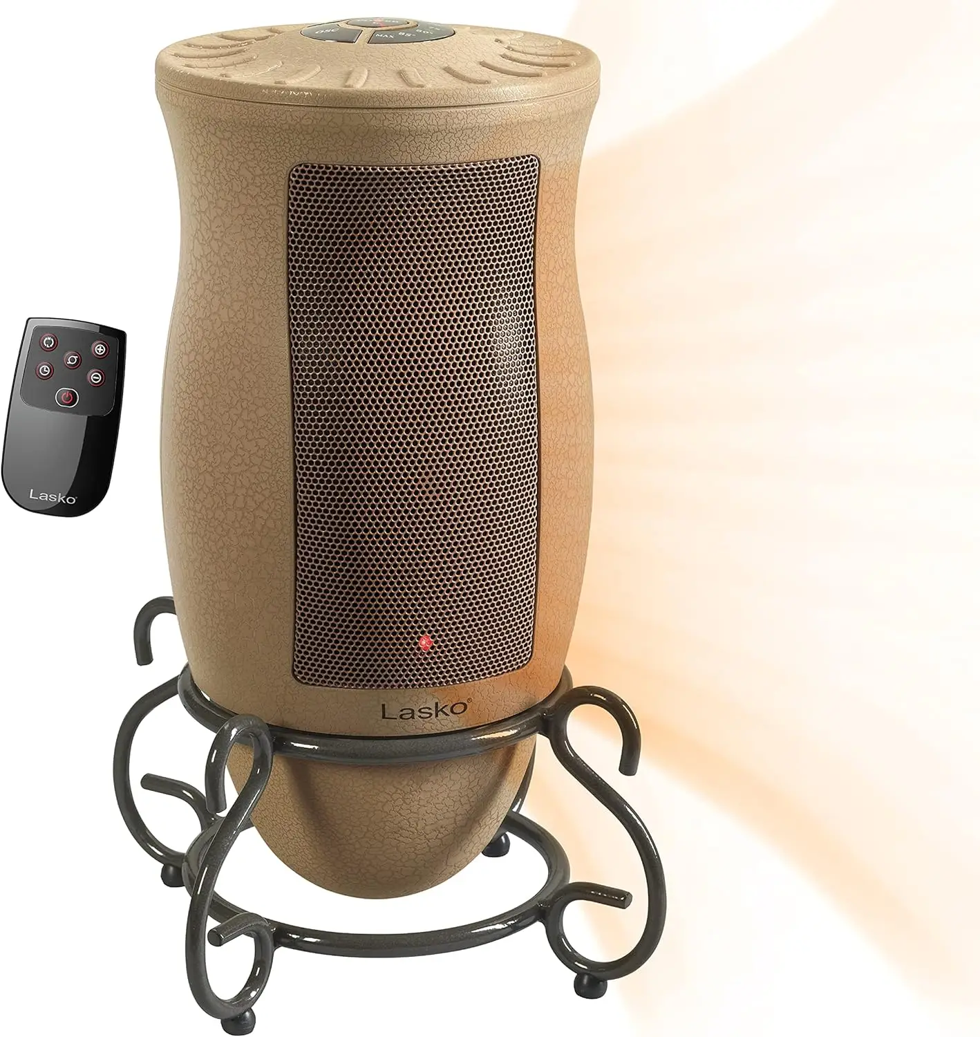 Designer Series Ceramic Space Heater-Features Oscillation, Remote, and Built-in Timer, Beige