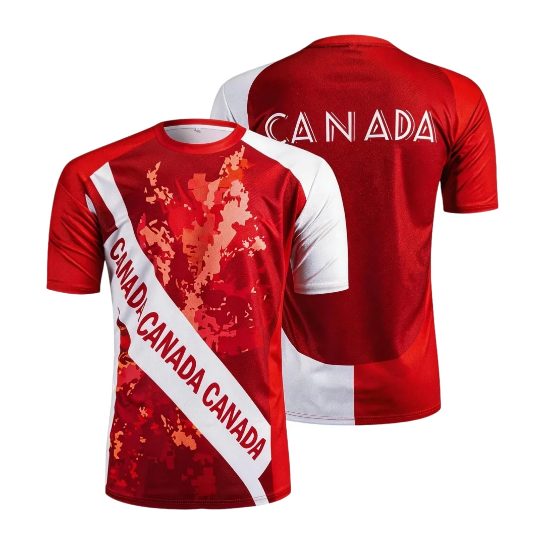 Canadian-themed Sports Jersey 2026 Football Fans Adult Kids Casual T-Shirt Family Summer Breathable Quick-drying Soft Comfy