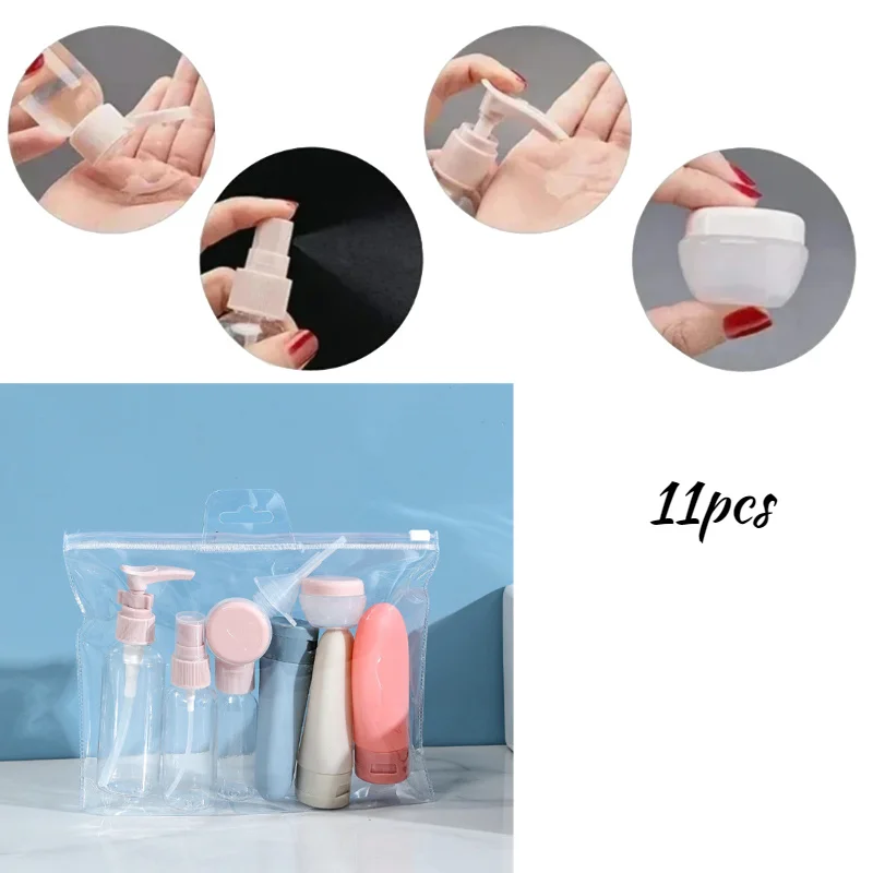 11pcs Portable Tool Perfume Bottle Set Spray Lotion Shampoo Shower Tube Bottling Refill Cosmetic Travel Liquid Container