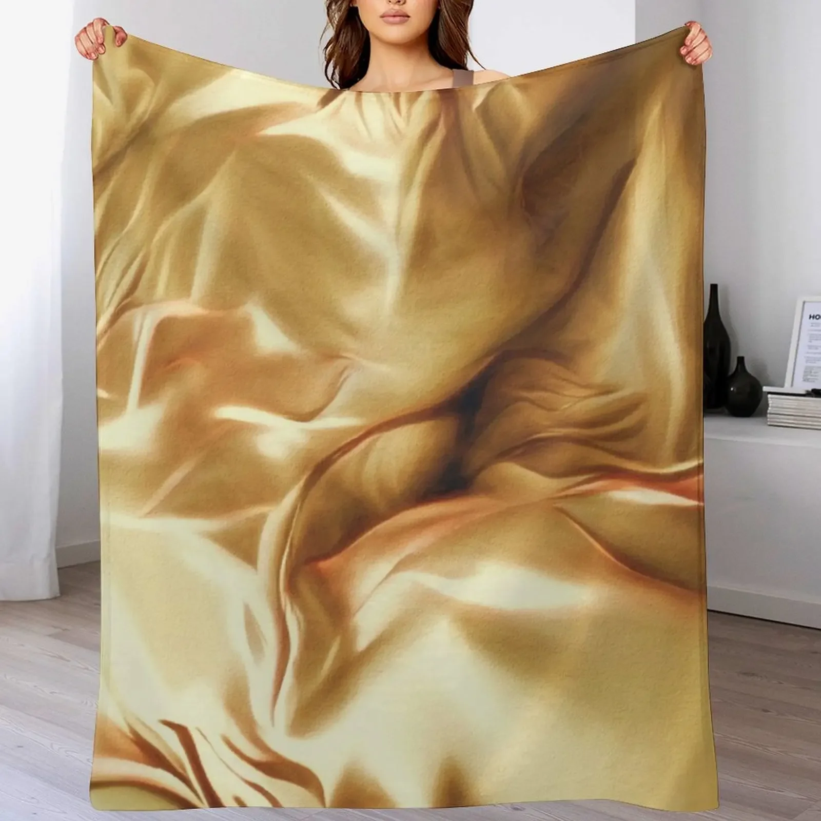 Pale Gold Silk Satin Fabric Series 6 Throw Blanket Baby Blankets For Sofas Luxury St Blankets