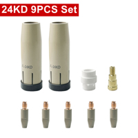 9Pcs/Set, 24KD New Coating Protection Gas Nozzle 0.8/1.0/1.2mm MIG Torch Nozzle Tip Holder of 24KD MIG MAG Welding Torch