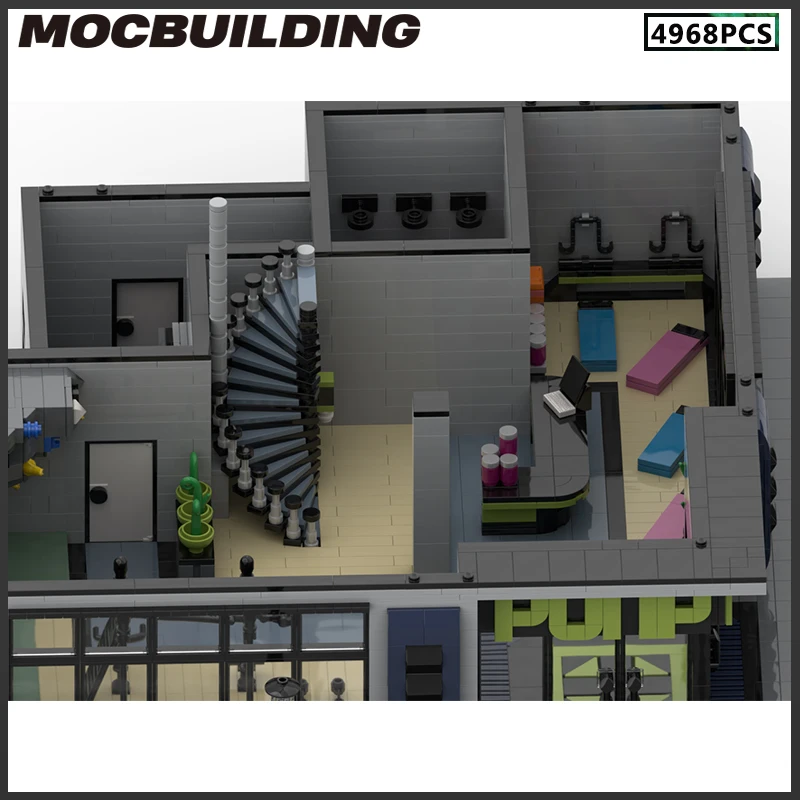 MOC Building Blocks Fitness Center Gym Urban Architecture Streetscape Model Bricks Creative Assembly Toys Birthday Gift Present