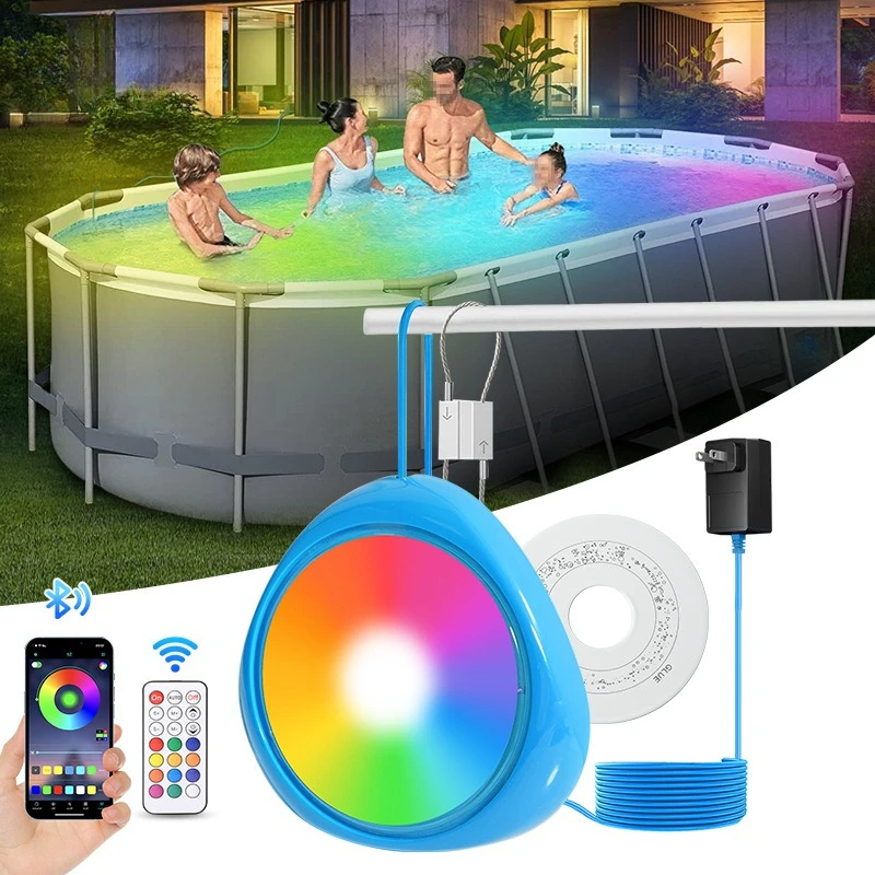 Full Potting 10W LED Underwater Light, Hanging Swimming Pool Ambient Lamp, IP68 Waterproof RGB Light with Bluetooth APP Control