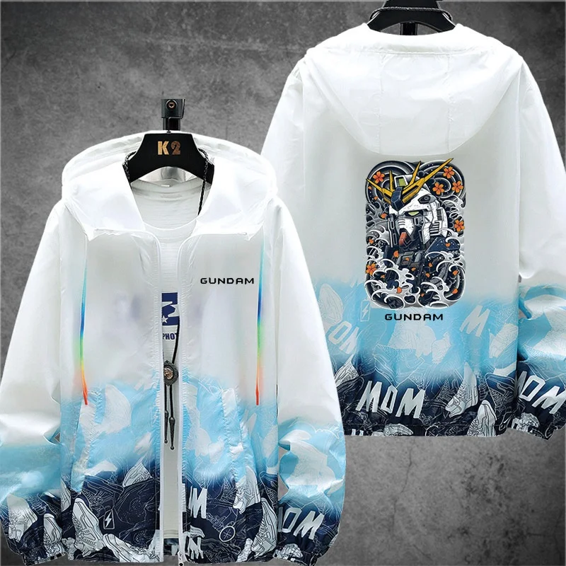 

Ultra-Thin Casual Jaet Men's Breathable Summer Sun Protection Clothing Floatscape Design Polyester Fiber Long Sve Hoodie