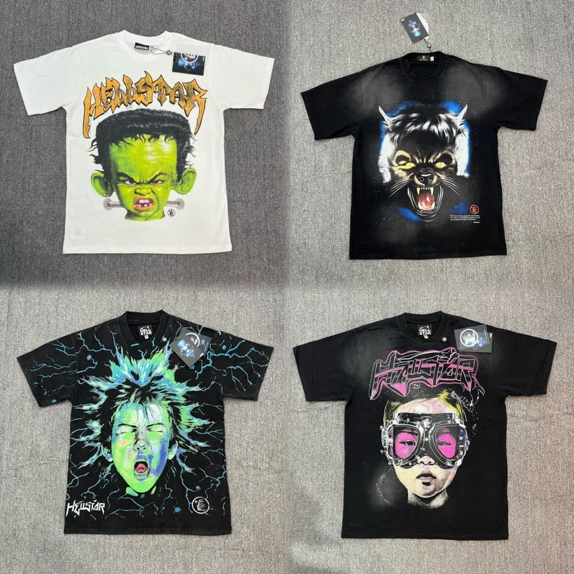 

Футболка унисекс Hell Star Alien Brand в винтажном стиле, свободного кроя, с коротким рукавом, модная городская модель с круглым вырезом