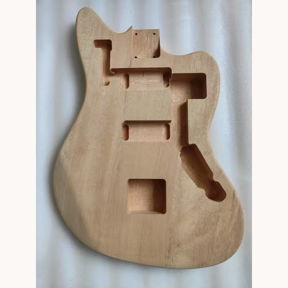 DIY Electric Guitar Body Unfinished Mahogany Blank Barrel Replacement, 25.5 in, JNeck Guitar Part, 5.6cm Heel, High Quality