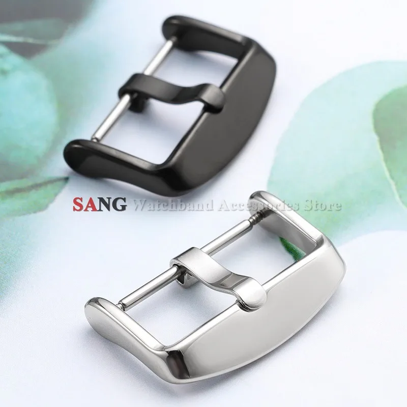 Polished Watch Buckle 12mm 14mm 16mm 18mm 20mm 22mm 24mm  Silicone Band Leather Strap Clasps Universal Solid Curved Watch Button